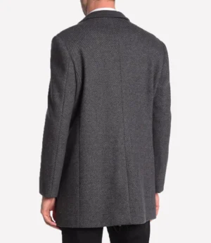 Palm Knit Wool Blend Grey Twill Coat Men