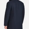 Palm Knit Wool Blend Twill Navy Blue Mens Coat